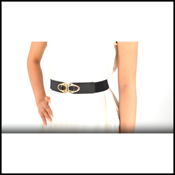 Thin Elastic Belts Skinny Stretch Vintage Fashion Waistband Gold Buckle 4 Pack